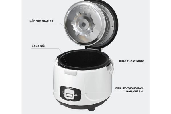 Nồi cơm điện Cuckoo CR-1055B kèm hộp và quai xách dễ dàng di chuyển