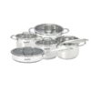 Bộ nồi inox Gume 5 sản phẩm với thiết kế đáy 5 lớp bền đẹp, an toàn sức khỏe