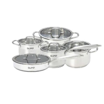 Bộ nồi inox Gume 5 sản phẩm với thiết kế đáy 5 lớp bền đẹp, an toàn sức khỏe