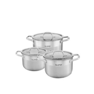 Bộ nồi inox Gume 3 sản phẩm bằng inox 304 cao cấp, đáy 5 lớp bền đẹp, an toàn cho sức khỏe