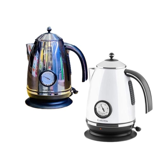 Ấm siêu tốc Klarstein 1.7 lít bằng inox cao cấp, thiết kế phong cách cổ điển