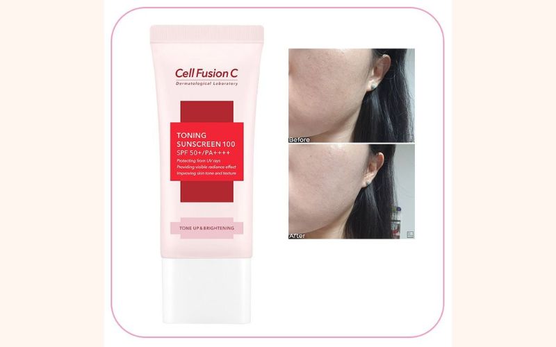 Cận cảnh kết cấu kem Cell Fusion C hồng, mỏng nhẹ và dễ tán
