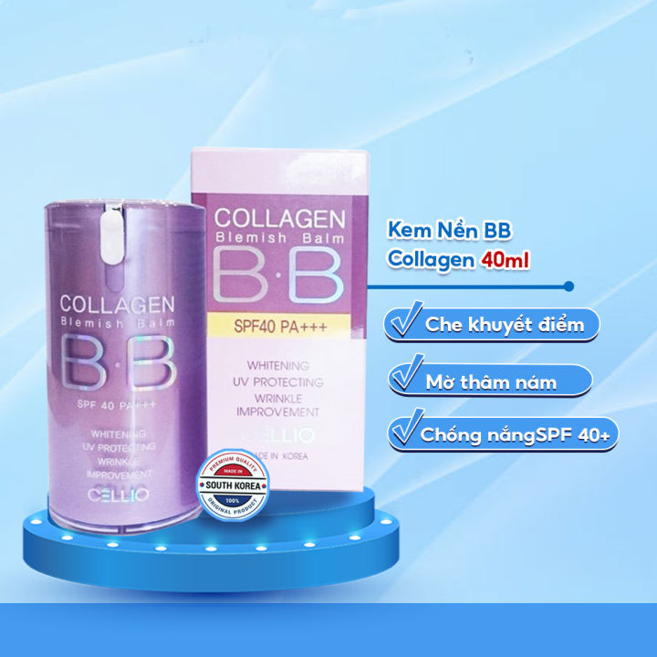 Hình 2 - công dụng Kem nền BB Cellio Collagen Blemish Balm Hàn Quốc