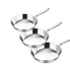 Chảo inox 304 không phủ chống dính Casani với cấu trúc 3 lớp nguyên khối, bề mặt tổ ong chống dính tự nhiên