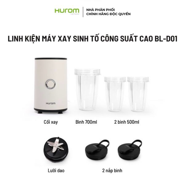 Lưỡi dao 6 cánh bằng thép không gỉ sắc bén của máy xay sinh tố mini Hurom BL-D01