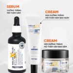 Bộ kem dưỡng trắng da mờ thâm nám PrettySkin Melas 2X gồm kem ngày, kem đêm và serum