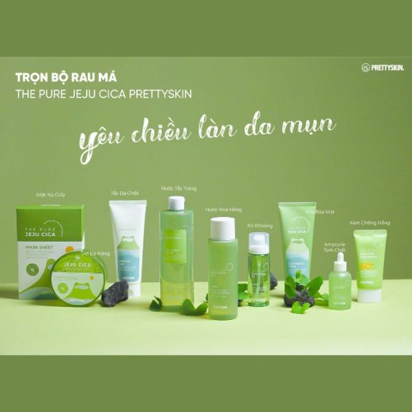 Bộ mỹ phẩm hỗ trợ trị mụn chăm sóc đẹp da rau má Prettyskin - Hình ảnh 2