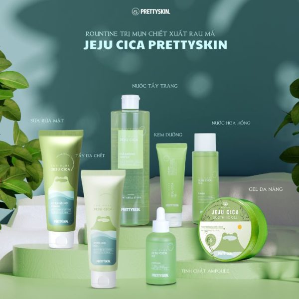 Bộ mỹ phẩm hỗ trợ trị mụn chăm sóc đẹp da rau má Prettyskin - Hình ảnh 3