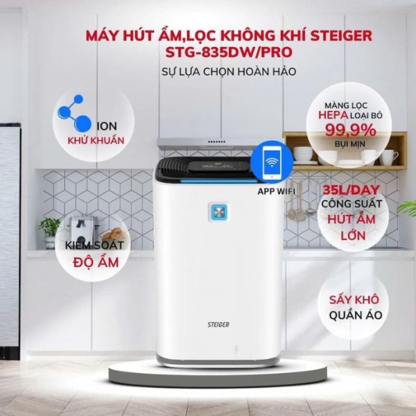 Máy hút ẩm kết hợp lọc không khí Steiger STG - 835DW/Pro - Hình ảnh 5