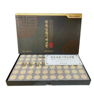 Hình ảnh mở hộp an cung trầm hương Kwangdong 60 viên nhìn từ góc nghiêng