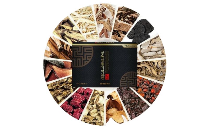 Hình ảnh các vị dược liệu tự nhiên như trầm hương, nhân sâm, nhung hươu, đương quy