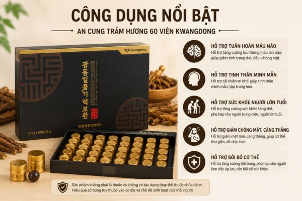 Công dụng nổi bật của An Cung Trầm Hương Kwangdong Hàn Quốc