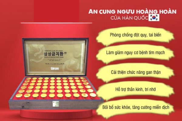 Bên trong hộp An Cung Ngưu Hoàng Hoàn Hàn Quốc chính hãng Samsung Pharm