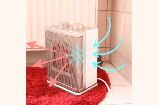 Quạt sưởi gốm Steba KH4 đang hoạt động, tỏa hơi ấm đều khắp phòng