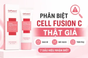 Phân biệt kem chống nắng Cell Fusion C thật giả qua bao bì, mã vạch và tem phụ