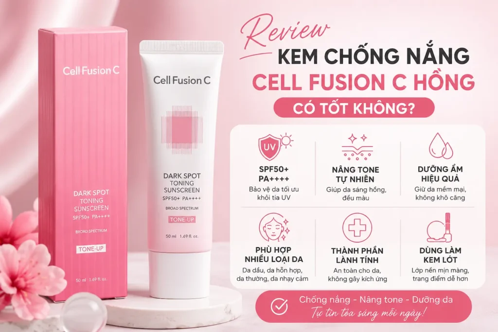 Review kem chống nắng Cell Fusion C Hồng có tốt không SPF50+ PA++++