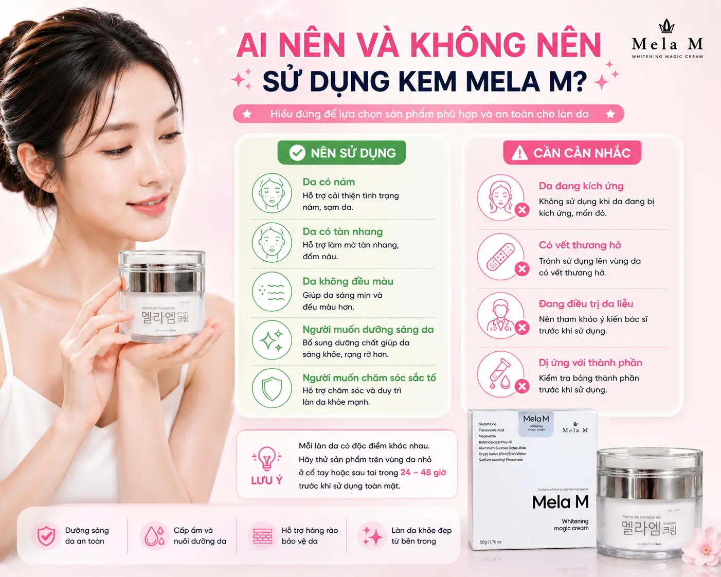 Ai nên và không nên sử dụng Kem Mela M theo từng tình trạng da