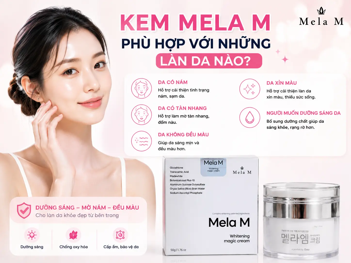 Kem Mela M dành cho da nào và những làn da phù hợp sử dụng sản phẩm