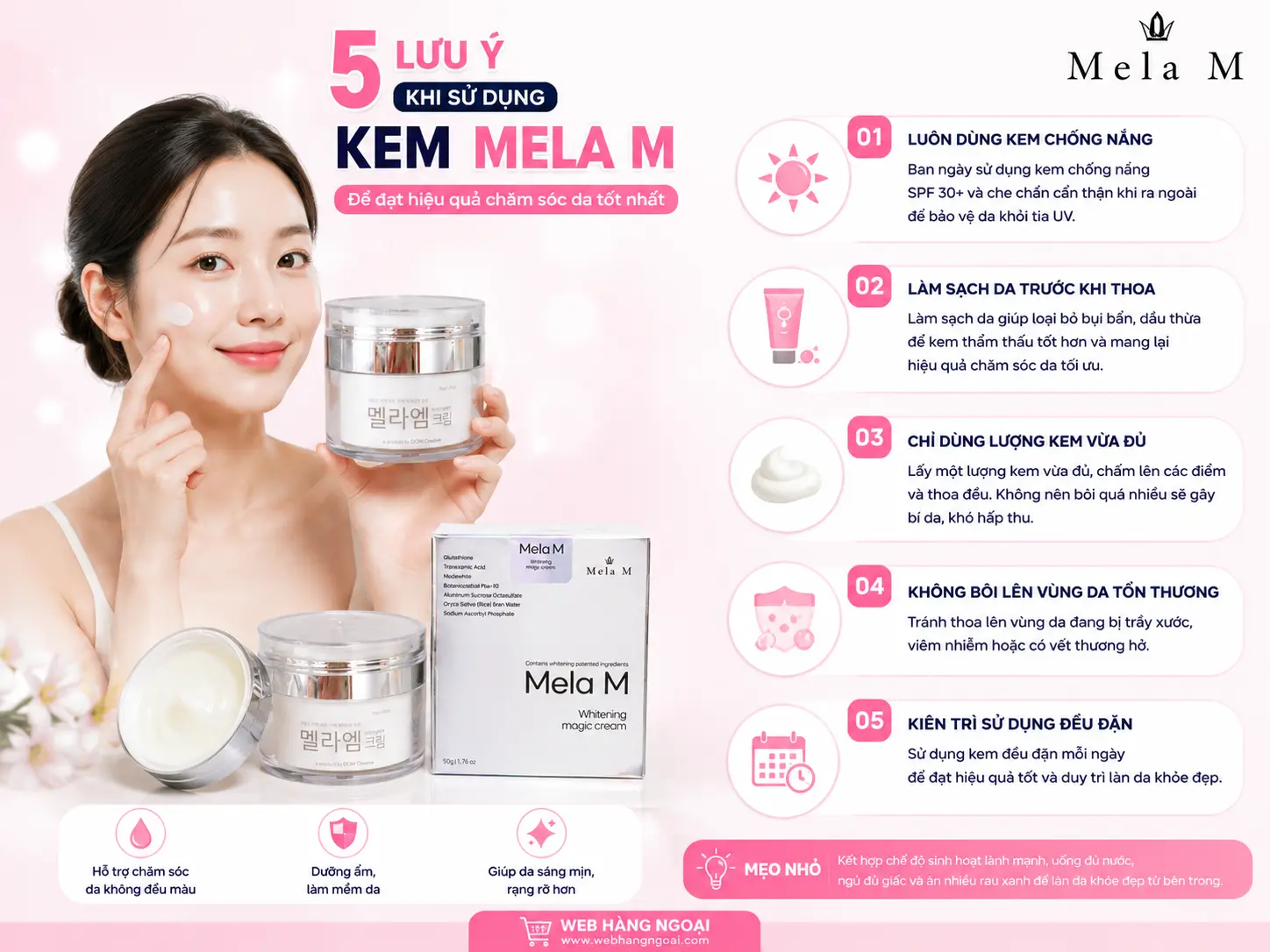 Cách Sử Dụng Kem Mela M và những sai lầm thường gặp khi sử dụng